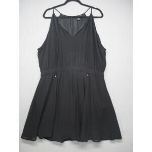 FOREVER 21+ Black Flowy V-Neck Empire Waist Mini Whimsigoth Dress Size 2X